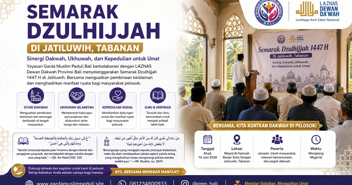 Semarak Dzulhijjah di Jatiluwih — Garda Muslim Peduli Bali & LAZNAS Dewan Dakwah Perkuat Dakwah di Pelosok Tabanan